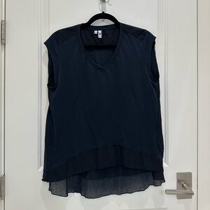 European Culture Navy Sleeveless Blouse
